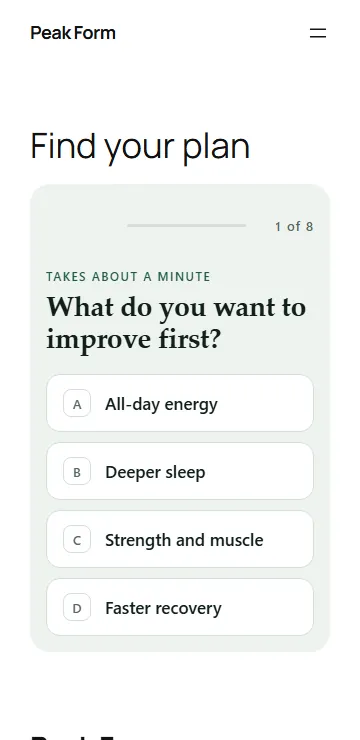Mobile quiz question with a progress bar