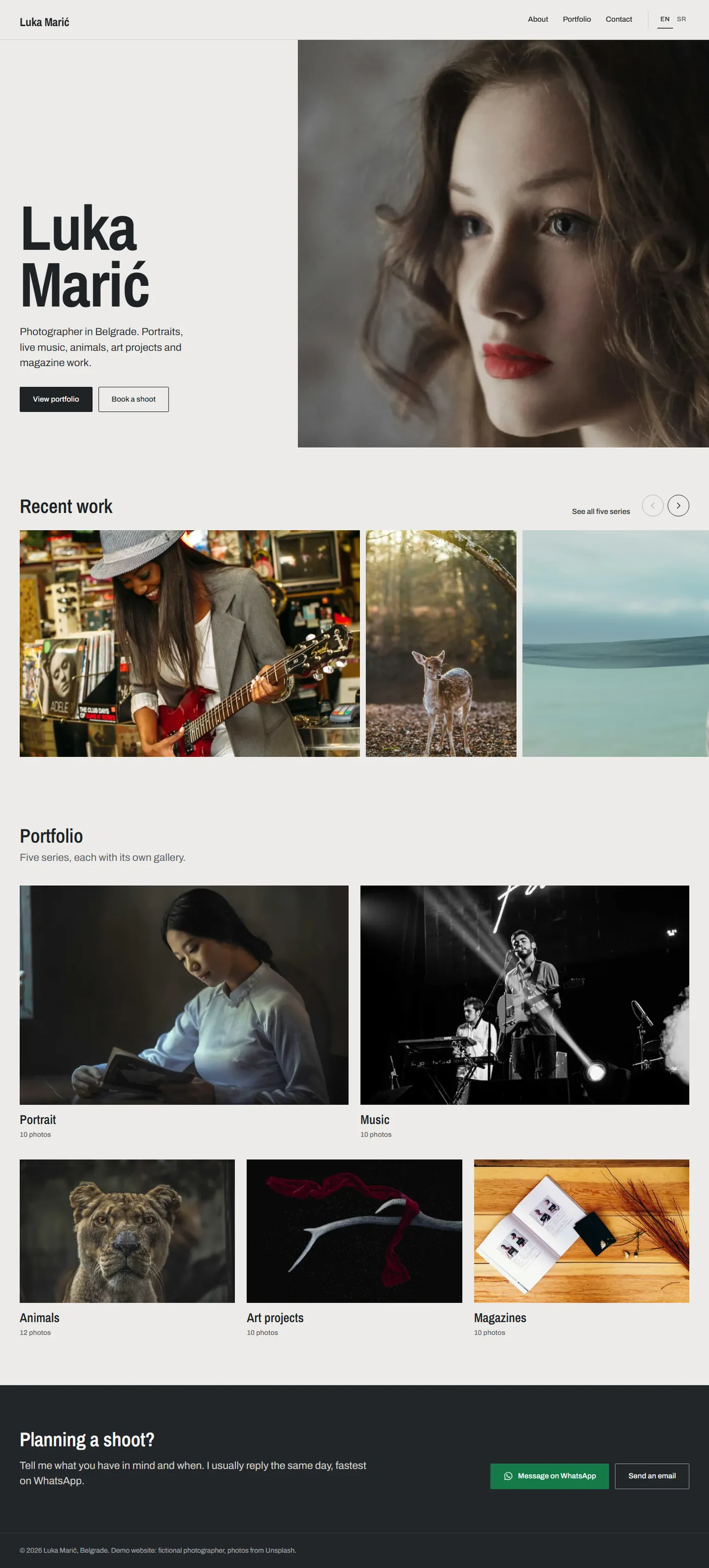 Home page on desktop